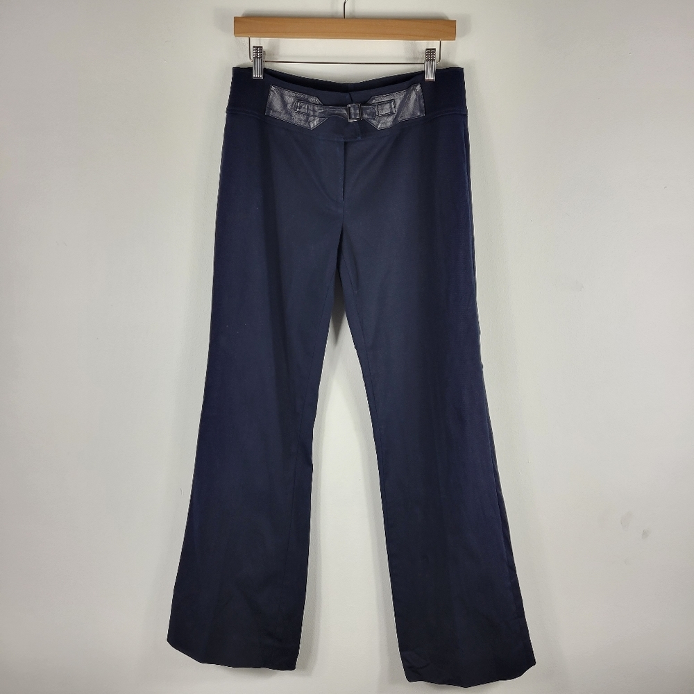 MAG Magaschoni Faux Belted Mid Rise Flare Trouser Pants - Picture 1 of 10